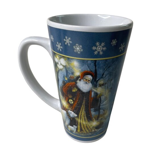 3 Christmas Cocoa Mug Coffee Tea Tall Cup Vintage Santa Image u - Picture 10 of 10